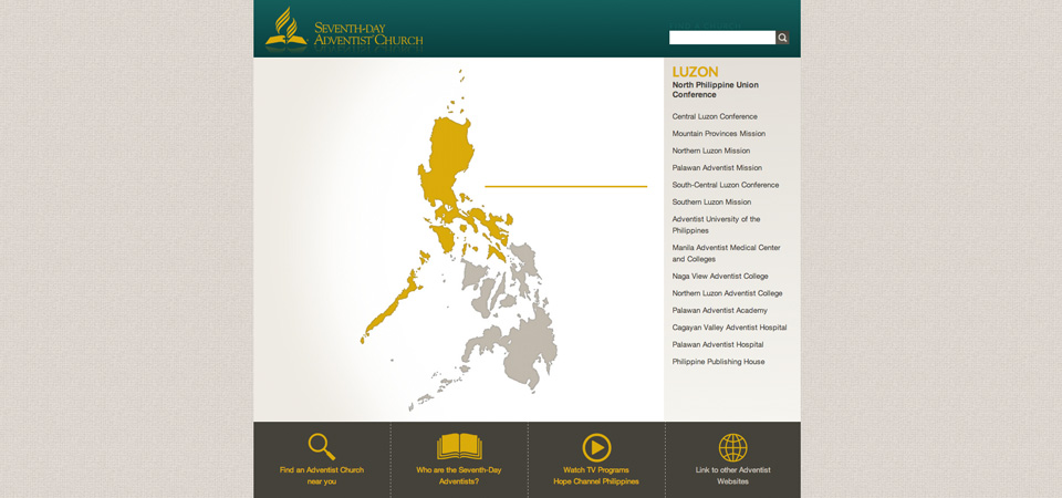 Screenshot of the Adventist PH website
