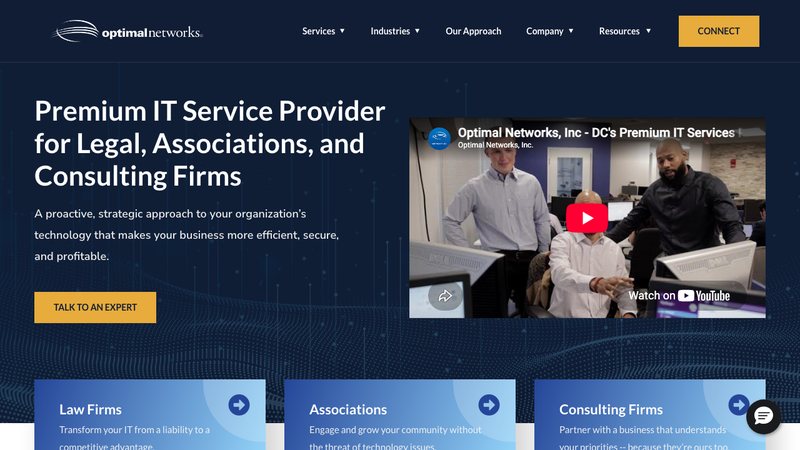 Screenshot of the Optimal Networks website